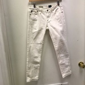 AG The Stilt Roll Up White Cropped Jeans -27R